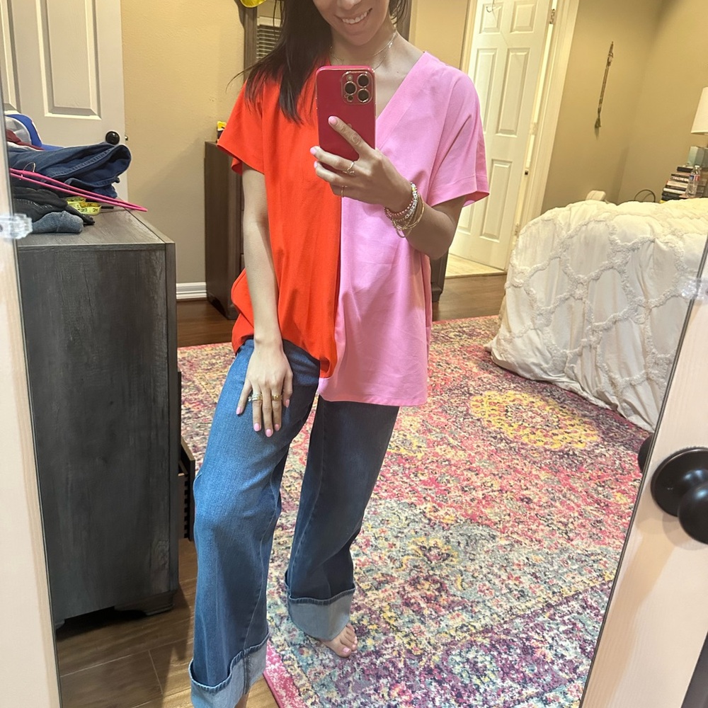 CROSBY by Mollie Burch Orange and Pink Boxy T-Shirt